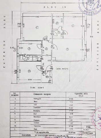 Vand apartament 4 camere decomandate, 90,69 mp, in Moinesti, jud. Bacau