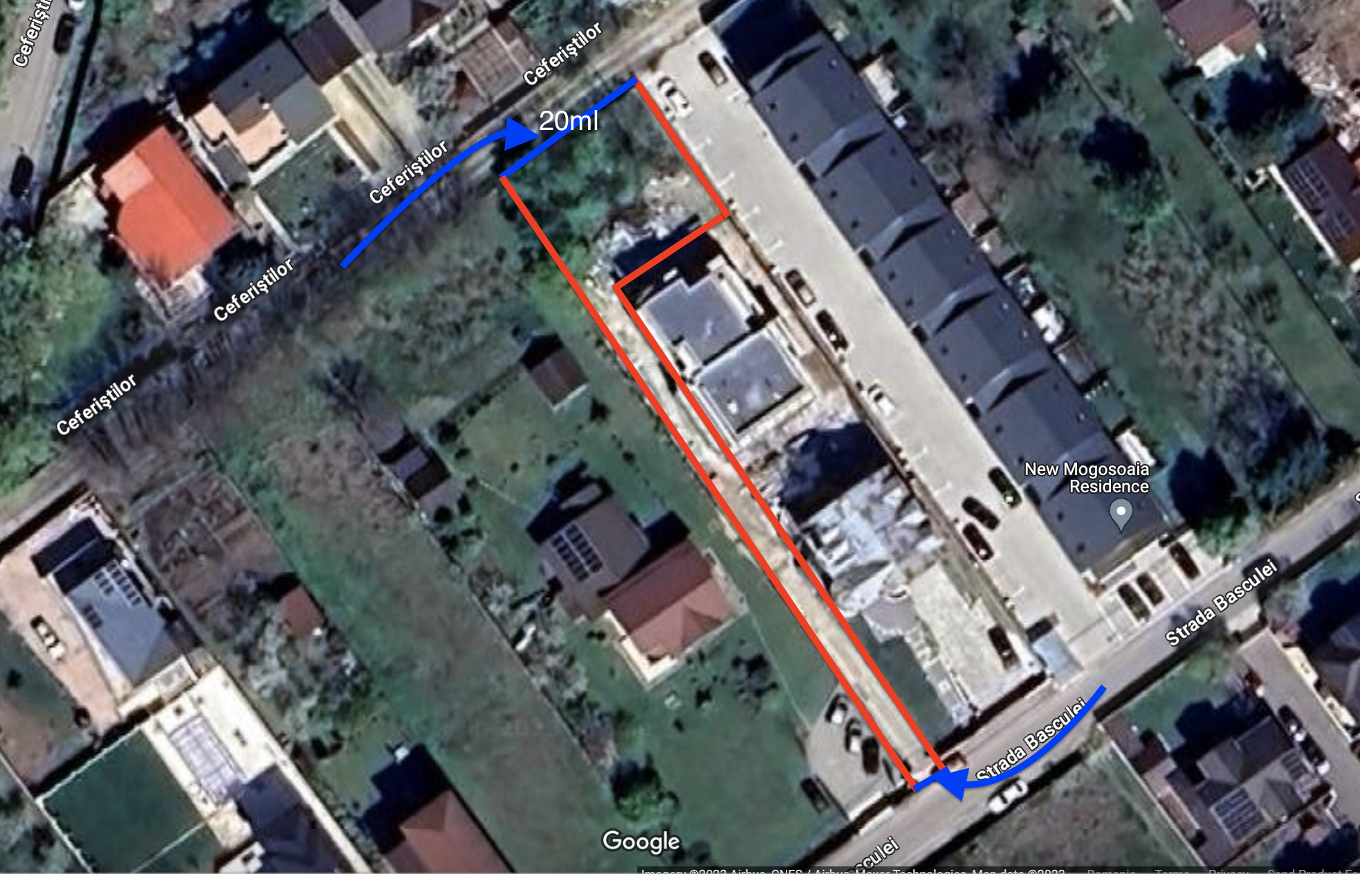Direct proprietar: Vanzare teren Mogosoaia - 664 mp - 2 intrari - deschidere 20 ml